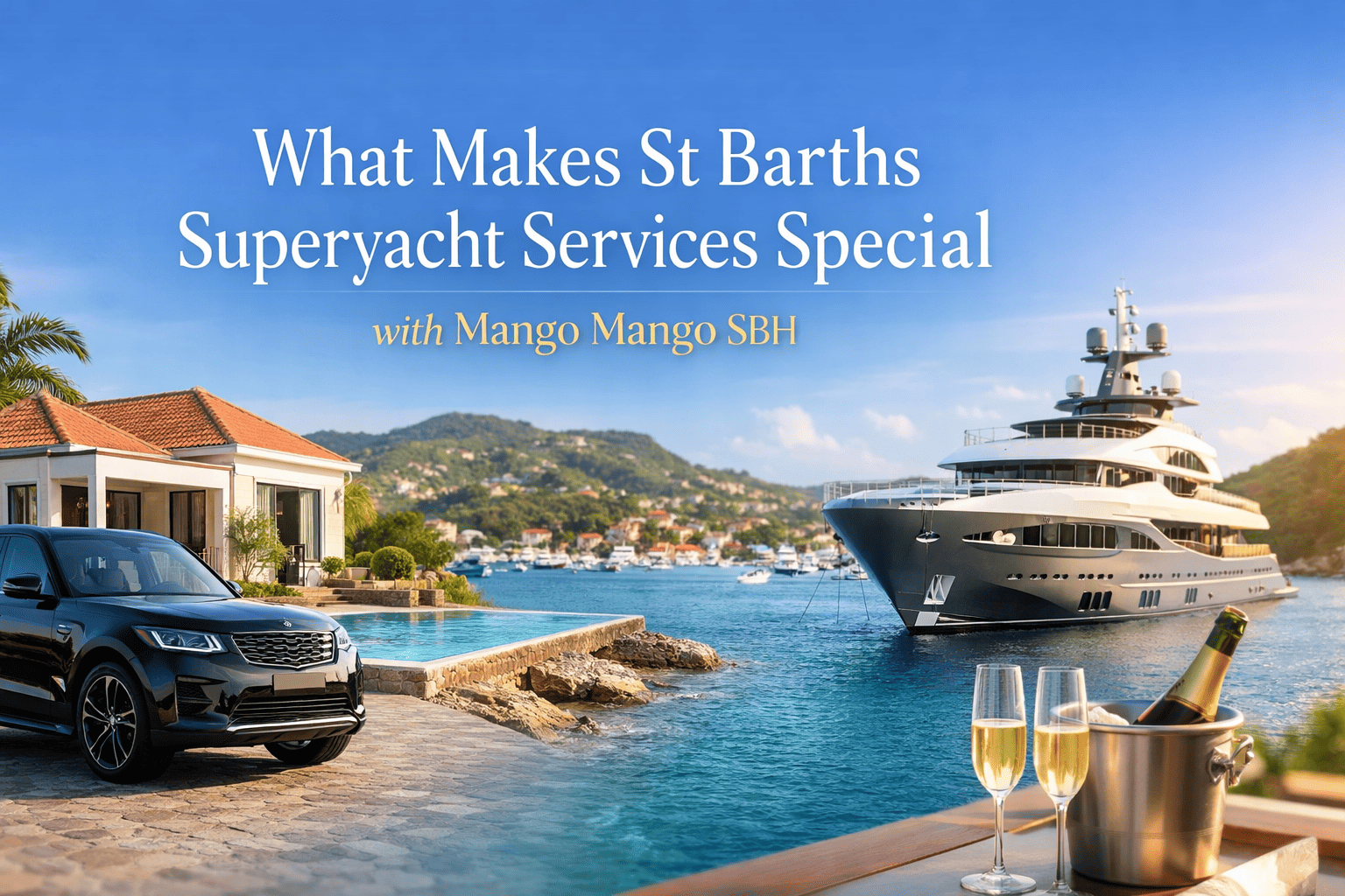 Luxury superyacht in St Barths with concierge services provided by Mango Mango SBH